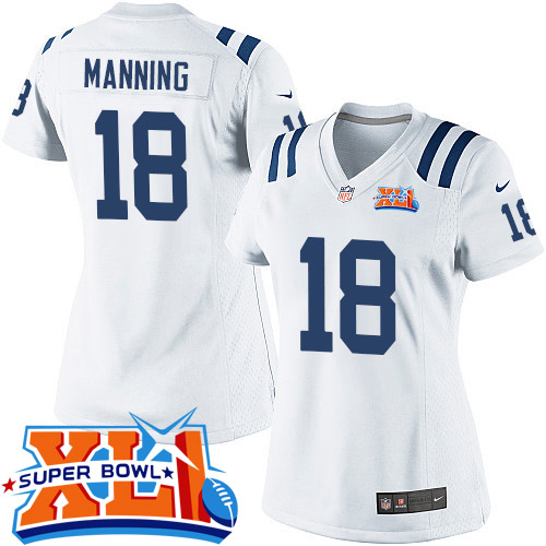 Women's Elite Peyton Manning Super Bowl XLI Nike Jersey White Road - #18 NFL Indianapolis Colts